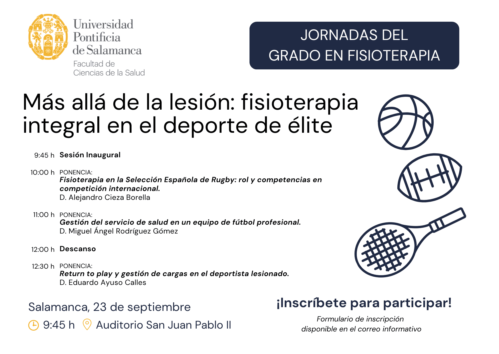 Jornadas del Grado en Fisioterapia. 'Más allá de la lesión: fisioterapia integral en el deporte de élite'